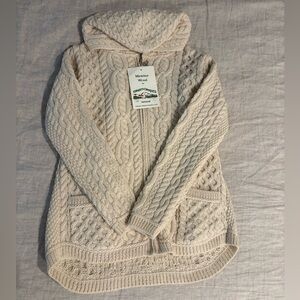 Aran Crafts Cream Hooded Cardigan